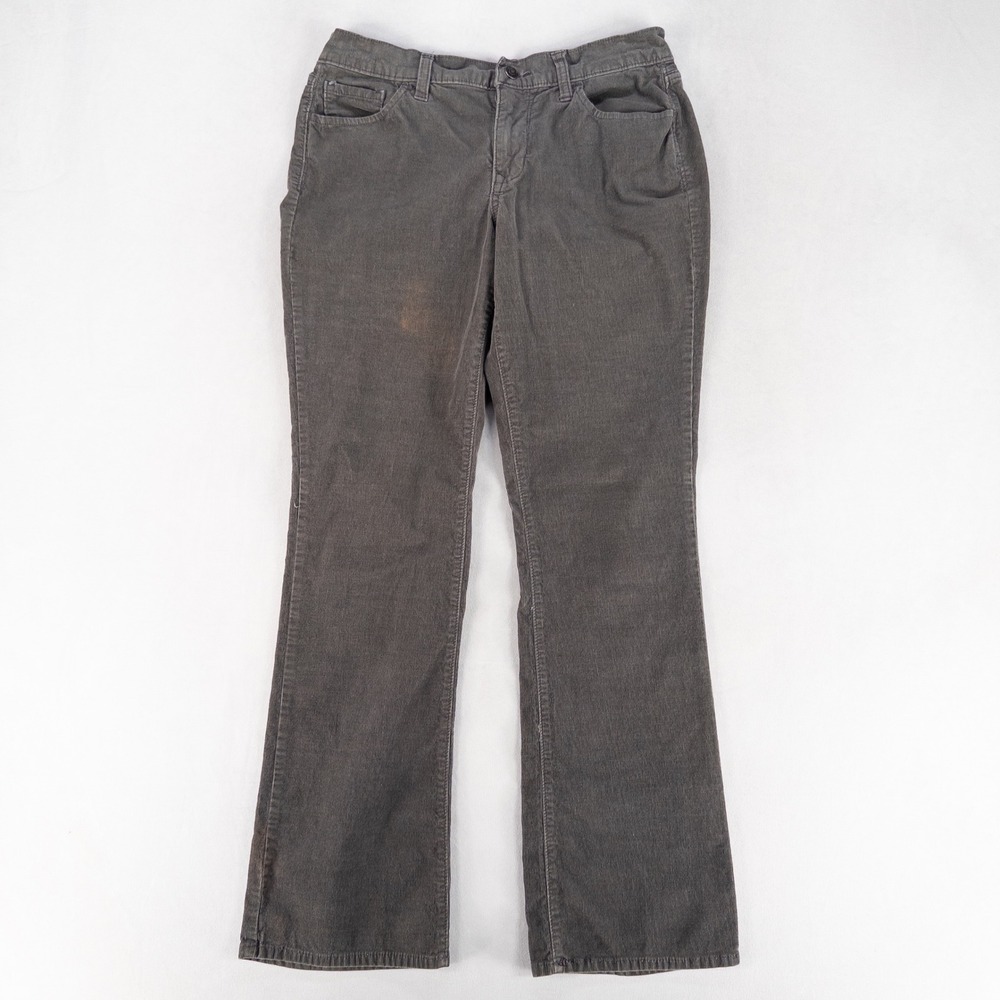Old Navy Womens Corduroy Pants 8 Gray Bootcut Mid Rise Stretch Back Flap Pockets